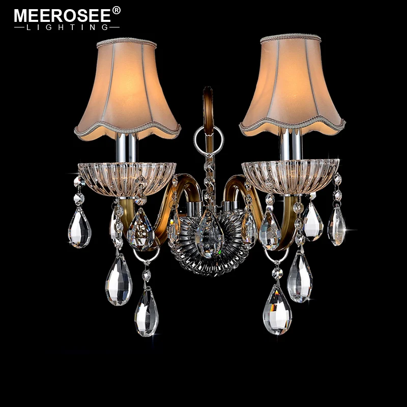 MEEROSEE Luxury Crystal Wall Lamp Glass Chandelier Wall Lights for Aisle Corridor Luminaries MD85487-L2