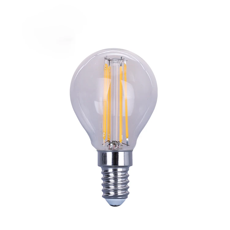 CE rohs approved mini globe 4W dimmable G45 G14 golf ball led filament bulb