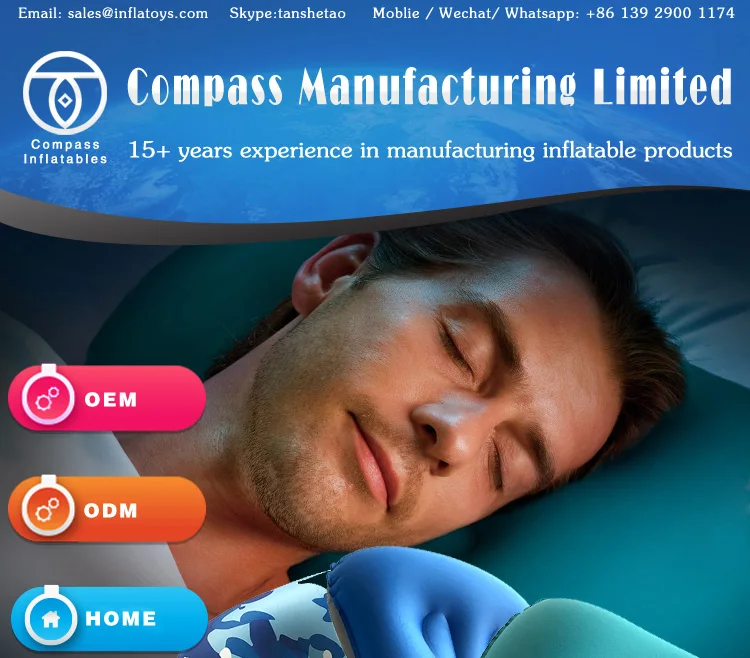 Custom ultraight outdoor travel beach camping  plastic TPU/PVC air inflatable pillow