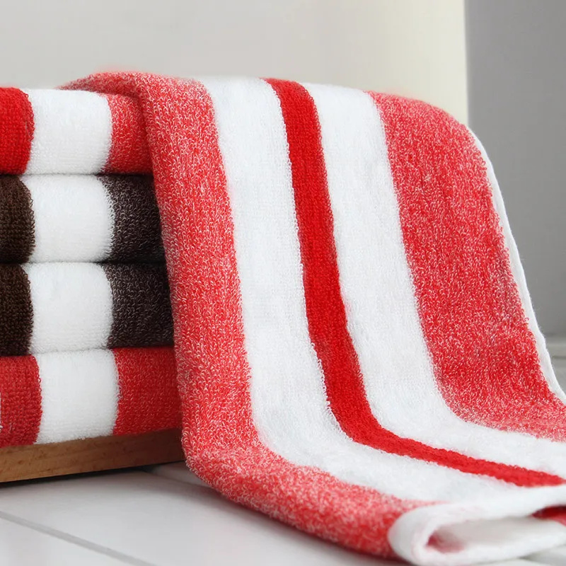 Brown White Striped 70x140cm Thick Bath Towel And Face Towel Set