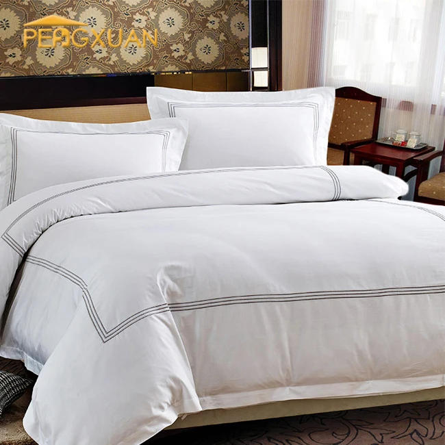 Wholesale Plain Style White 60s T200 Hotel Bed Linen Cotton Satin Bed