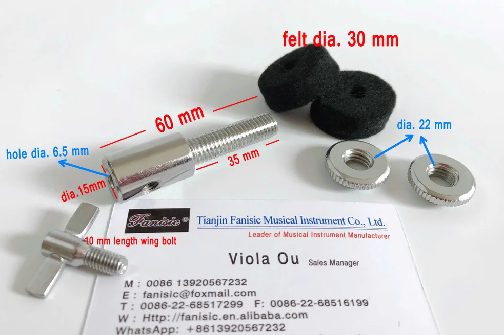 6mm Metal Hi Hat Clutch with 6pcs Clutch Felts for High Hat Stands Cymbal Stand Timiy 1/4 