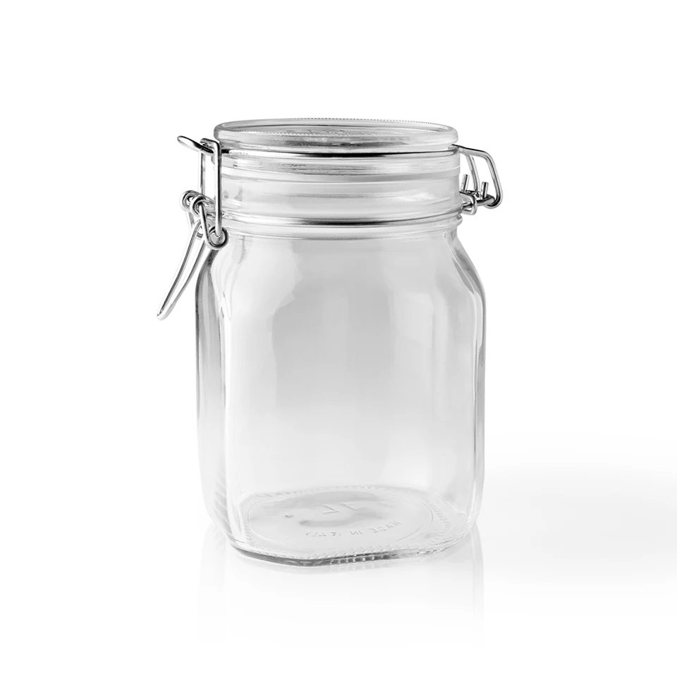 America Market 16 Oz Air Tight Spice Clear Glass Jar With Latch Top Factory Wholesale Food