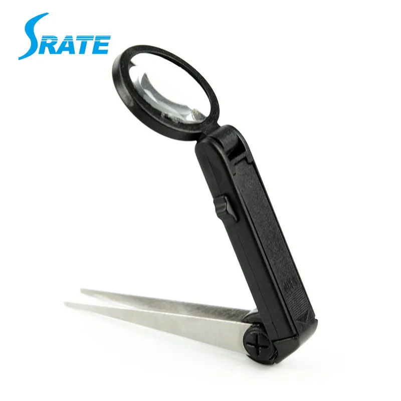 Foldable Eyebrow Tweezers Illuminated Magnifier Led Clip Magnifying