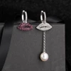 2019 fashion Korean earring hoop ruby lips white crystal personality earring pearl earring pendant