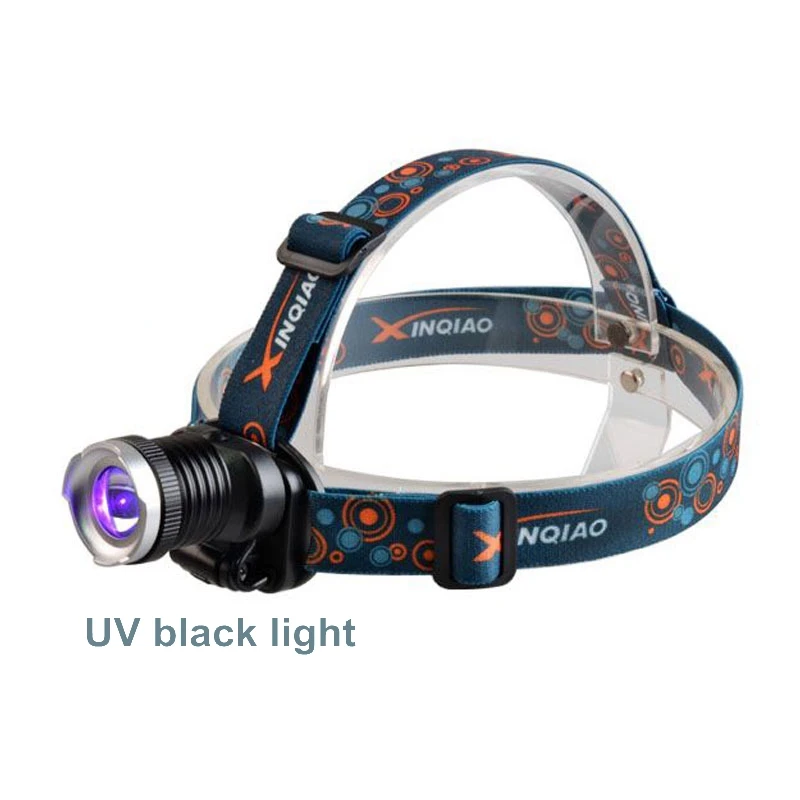 rechargeable uv headlamp zoom 3w led 395nm ultraviolet black light