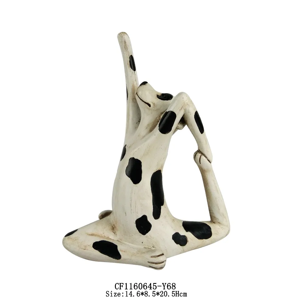 Resin Funny Yoga Pose Animal Statue Spotty Dog Figurine Home Decoration Artificial Europe Artistic Picture Shown Shine D 200PCS details