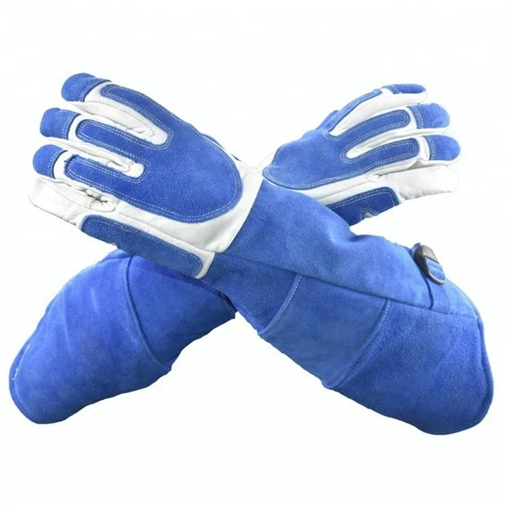 Animal Protective Gloves for Reptile Anti-Bite Safety Gloves Ultra Long Genuine Leather Pet Handling Gloves