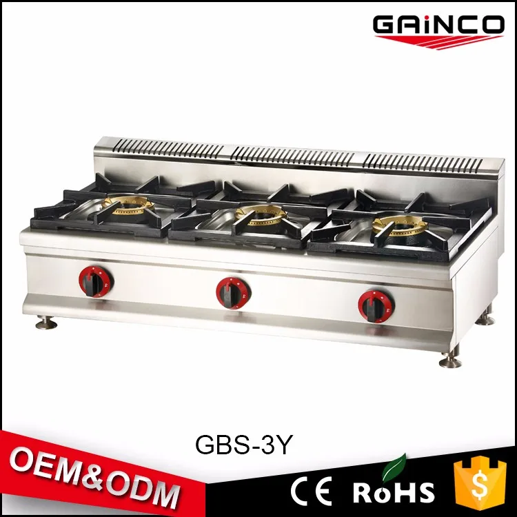 Modern Kitchen Equipment Stainless Steel 3 Burner Gas Stove Universal