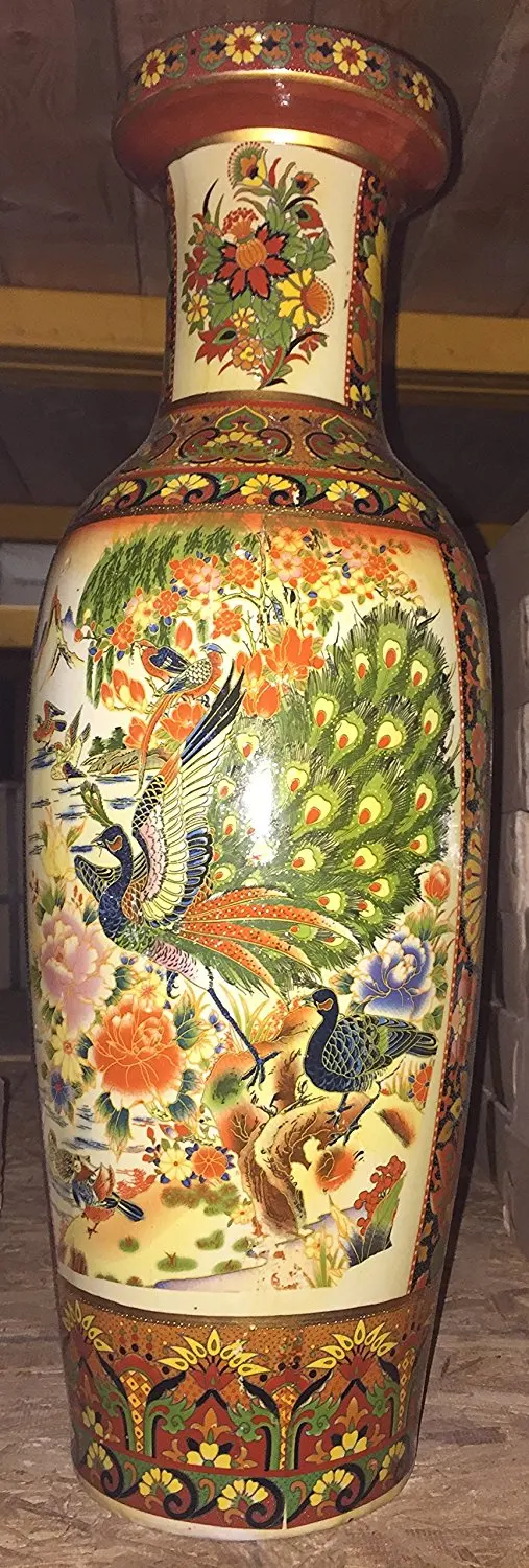 Buy 24 Tall Oriental Asian Geisha Scene And Peacock Bird With