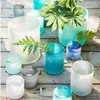 beach glass candle sand blated craft scent candle holder