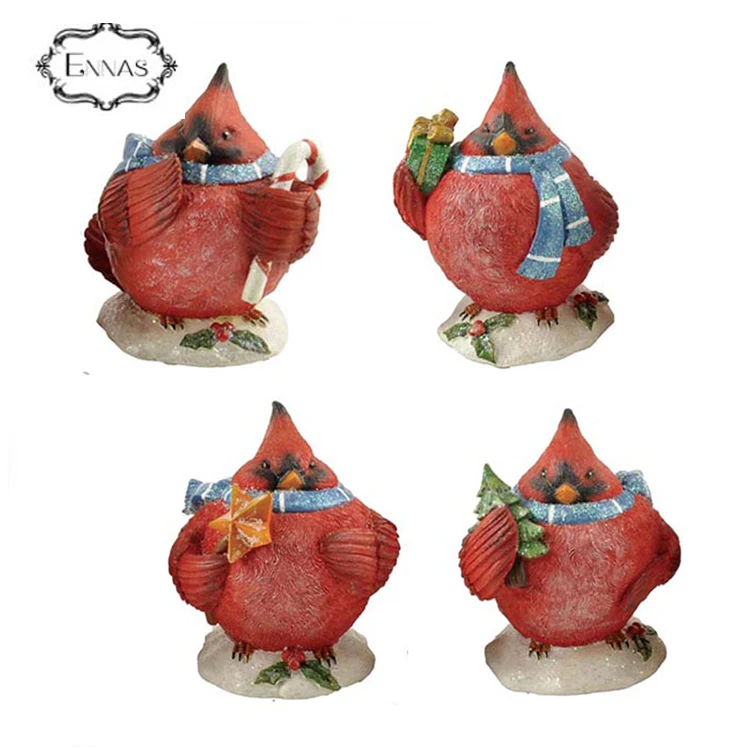 Resin Red Auerbach Cardinal Bird figurines for Christmas decoration