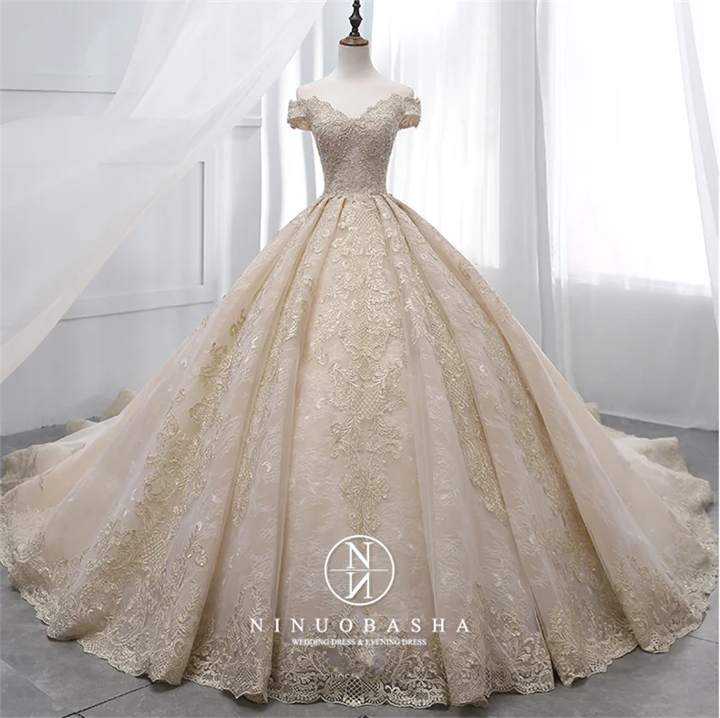 champagne gold wedding dress