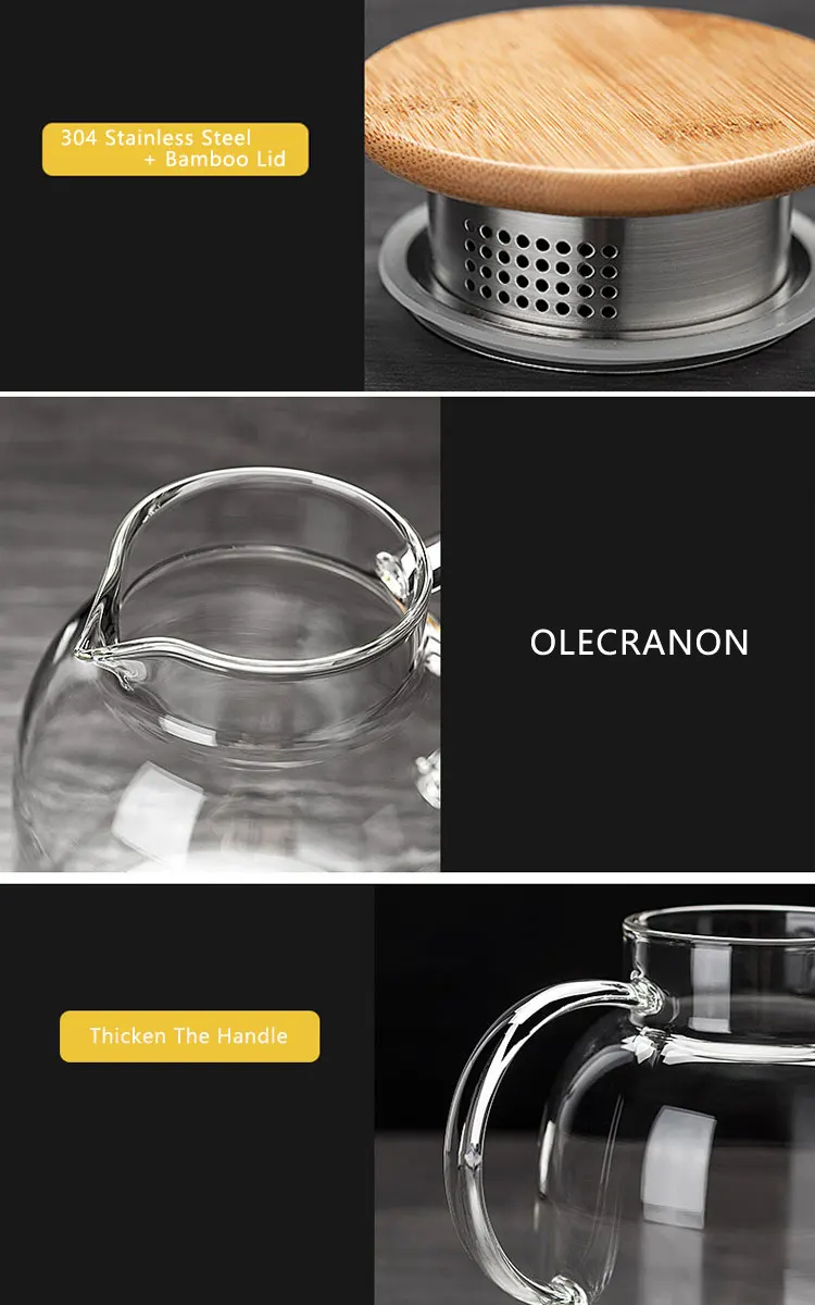 1700ml Borosilicate Glass Stove Pot Clear Heat Resistant Pyrex Glass