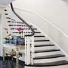 Wonderful staircase design black granite step with white marble riser for interior decoration