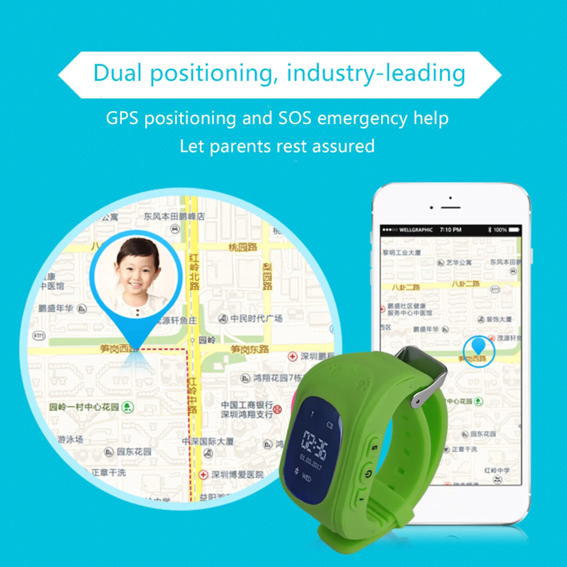Q50 Smart Watch  with LBS SOS Call Location Finder Children Smart Electronic Baby Watch