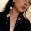 Kaimei new product 2019 amazon hot seller hanging necklace integrated round disc long chain dangle necklace and earring set