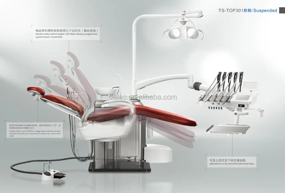 2017new Style 3-memroy Position Programme Dental Chair Top301suspended