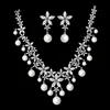 luxury jewelry set cubic zirconia shell pearl necklace set cost wedding bridal rhodium plated jewellery set made in guangzhou
