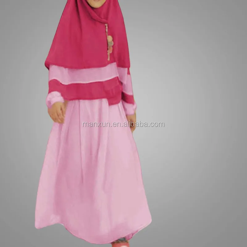 Robe Abaya Pour Fille Musulmane - Longue Col Rond (5-16 Ans) - Polyester - Pour Ramadan Ou Prière