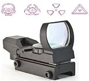 The Global Sportsman Tactical Rifle Shotgun Pistol 4 Reticle Red Dot Open Reflex Sight Scope Fits Any Picatinny / Weaver Base Mount with 7 Brightness Settings (Warfare)
