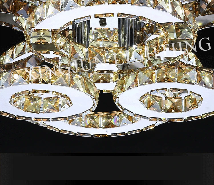 XingJun Round circle Crystal steel Flush Mount Lighting modern round recessed ceiling light
