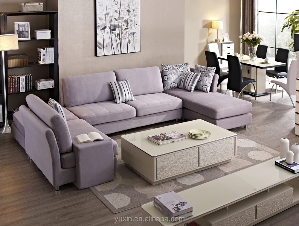 Comfortable Fabric Sofa Set For Big Living Room U Shape Sofa Set