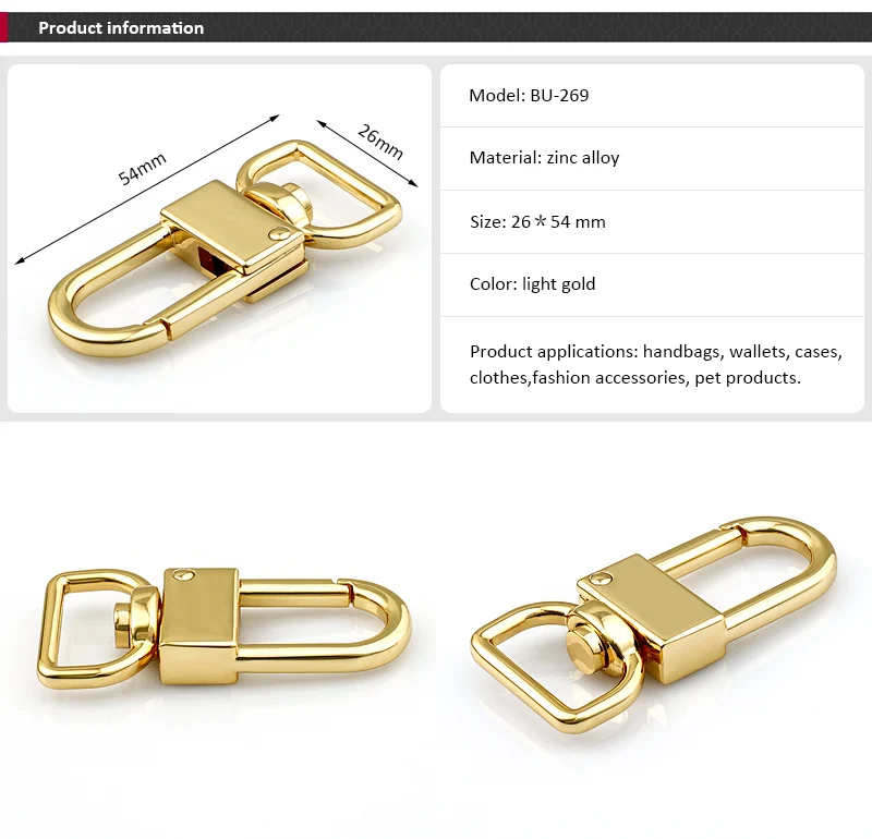 Gold Metal Hook For Bag