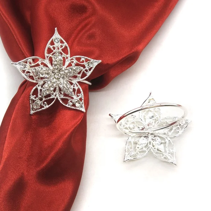 flower clear rhinestone napkin ring silver.jpg