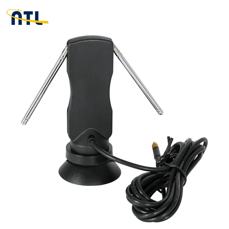 Double Telescopic Rod Mobile Tv Antenna Digital Indoor With Vacuum Base