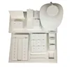 Stylish luxury ring necklace pendant display rack PU leather white jewelry display set
