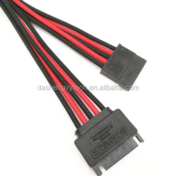 Multicolor sleeved molex 5pin to SATA 15pin computer power extension cable - ANKUX.COM