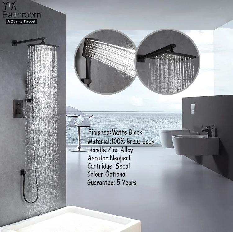 Kaiping faucet manufacturer Contemporary Matte black In-Wall cUPC Shower set bathroom taps faucet bathroom tapware