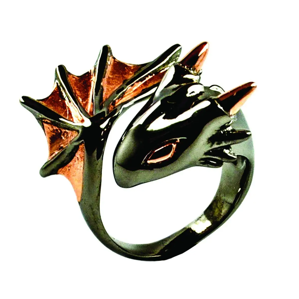 Dragon Ring by MONVATOO London, a free-size (adjustable band) black rutheni...