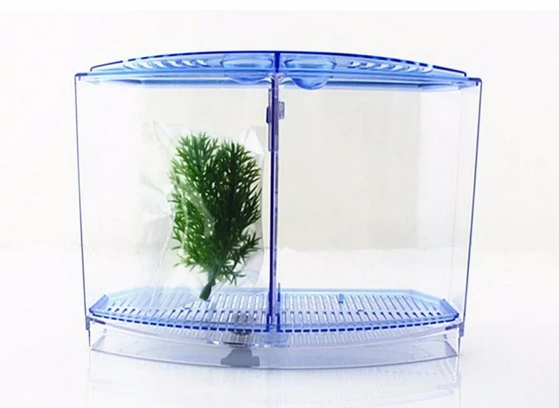 Acrylic Double Betta Aquarium Bowl Fighting Fish Mini House Incubator ...