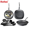 4-Piece Kitchen Set - Marble Caoted Pans and Silicon Spatula Non-stick No-warp PFOA-Free As Seen On TV