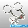 heart and key shape set stainless steel IP keychains heart lock and key with love