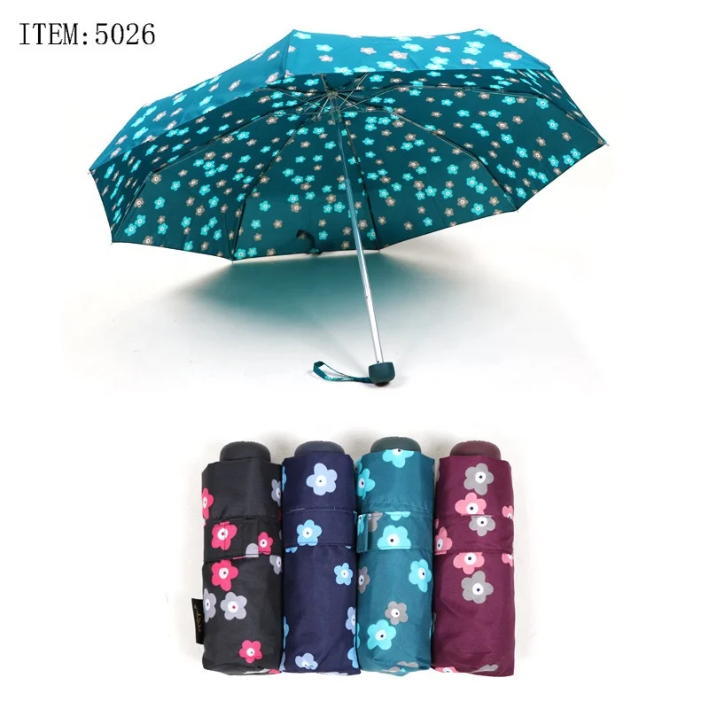 Rst 19 Inches Full Prints Floral Handbag Umbrella Small Size 5 Fold