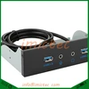 3.5" 4 Ports 2*USB3.0 & 2*USB2.0 Hub with HD Audio + Mic Interface for Internal 3.5 Floppy Disk Bay Front Panel Bracket