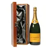 1 Bottle Magnum Luxury Wooden Box - Hinged / Stained / Silk Lining