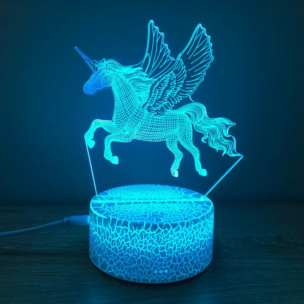 Custom  led night light lamp 3d illusion usb acrylic unicorn night light for for kids gifts bedroom