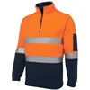 Hi Vis 1/2 Zip Safety Polar Fleece 3M Reflective Tape Day Night Use