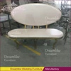 luxury style golden metal legs white oval back pu leather sofa