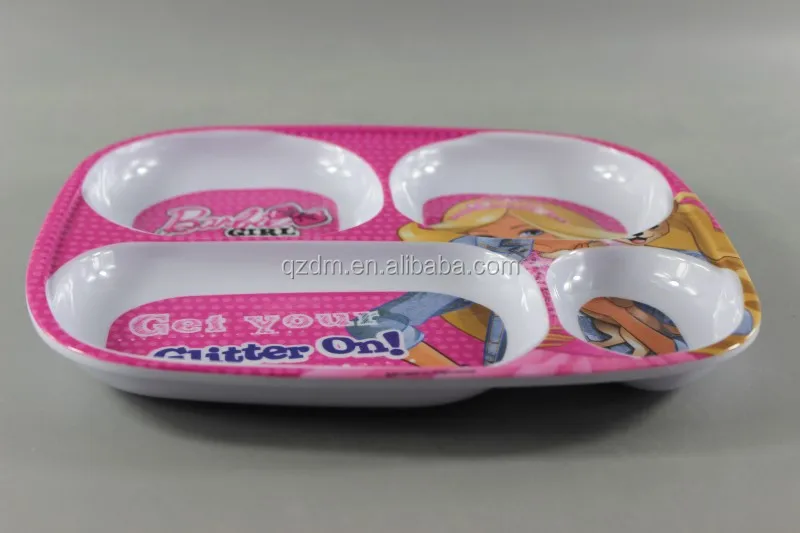 100% Mealmine 4 Divide Plate, Melamine Dinner Plate For Kids