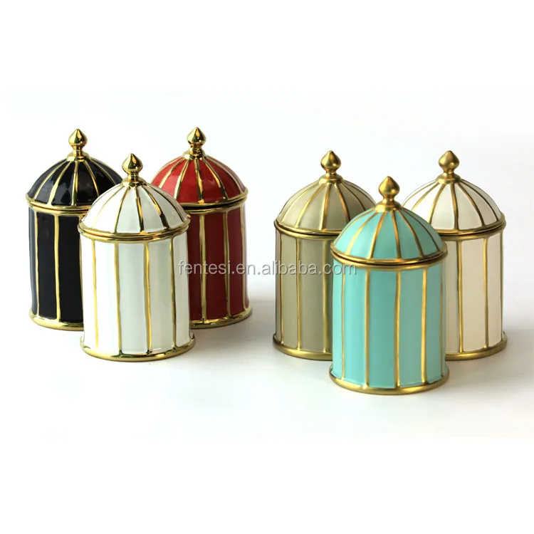 Various Style Recycled Black Ceramic Candle Jars With Lid For Candle