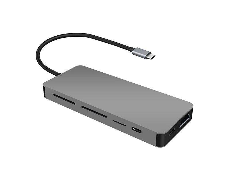 HYD-9845T Aluminium alloy 11 in 1Type c HUB with3.0 card reader 4k ultra HD PD charging 87W 5Gbps super speed data transmission - ANKUX.COM
