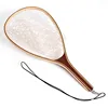 Super lightweight Rubber Landing Nets Wooden Handle Fly Fishing Hand Net fishing Tools and Equipment For Fly