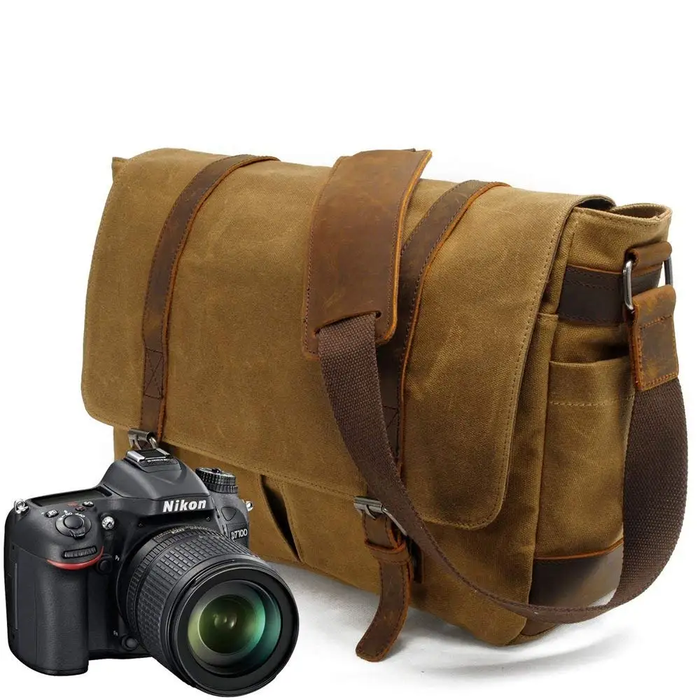 Sunmiao Simple Retro Waterproof Canvas Messenger Bag Shoulder Bag Messenger Bag Color Khaki