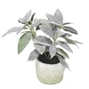 Flocking artificial sage in cross clay pot home garden table greenery small artificial flower pot vase flower pots flower