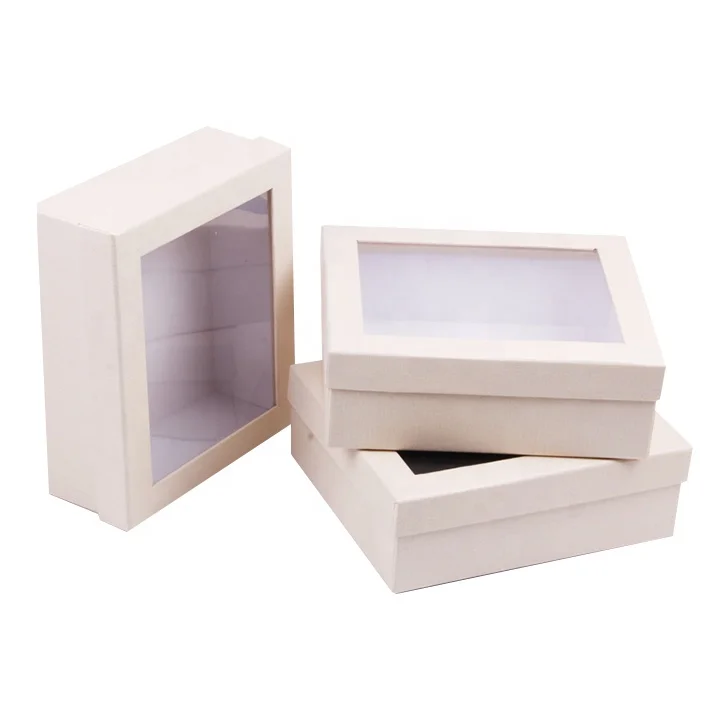 Custom White Paper Top Lid Gift Box With Clear Pvc Window Buy Top Lid